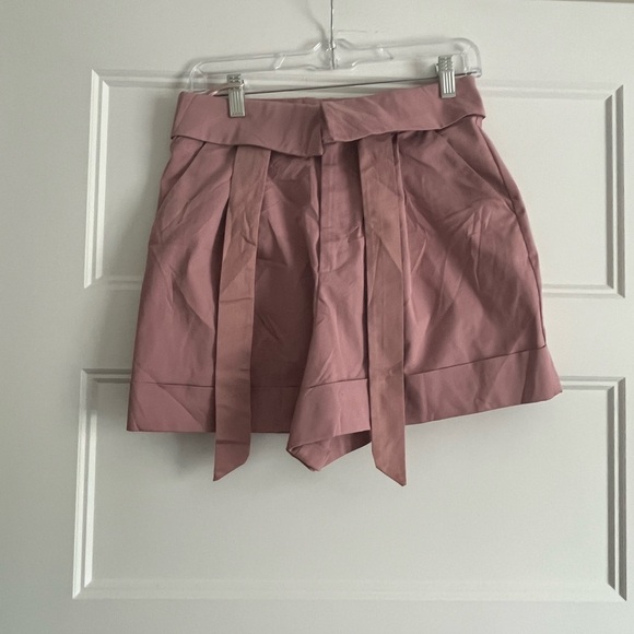 Zara Pink High Waist Paper-Bag Shorts - Picture 2 of 8